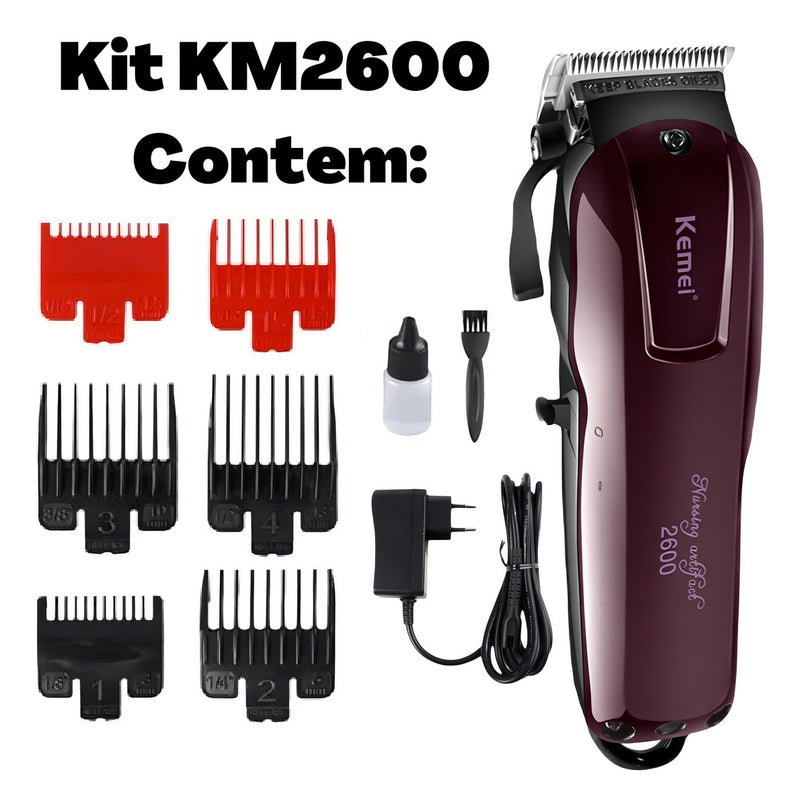 Kit Maquina Corte Cabelo Profissional + Shaver + Acabamento Cor Preto 110V/220V