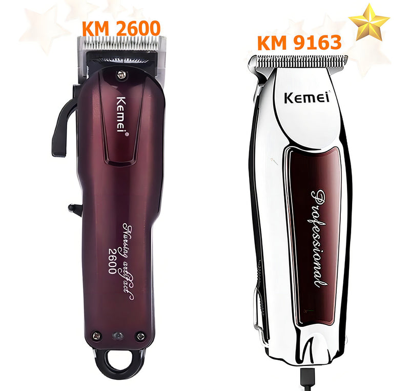 Kit Máquina Kemei 2600 + Acabamento Km 9163 Profissional