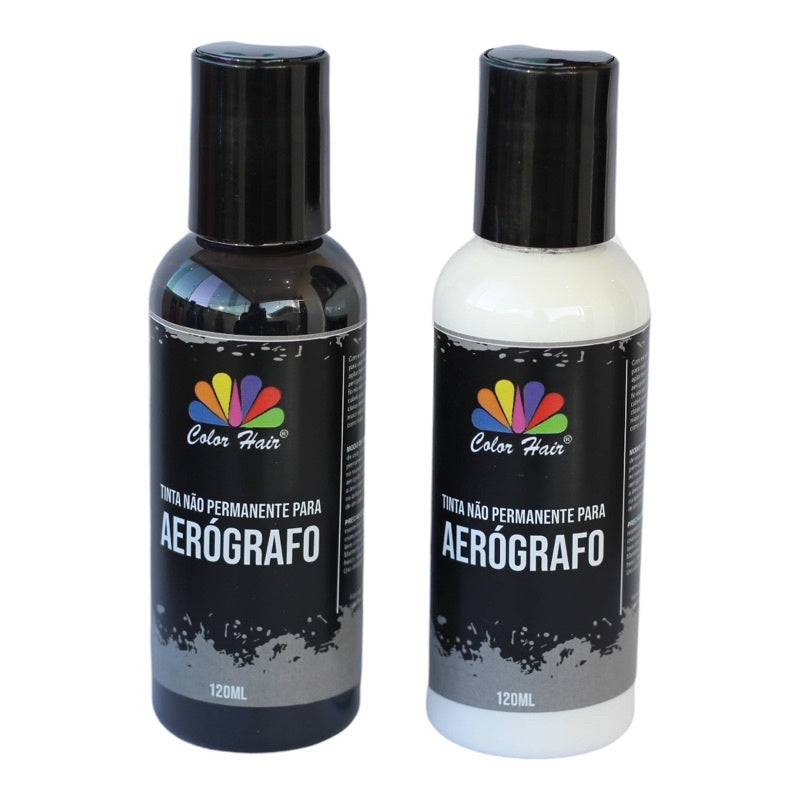 Kit com 2 tintas para aerógrafo não permanente Color Hair