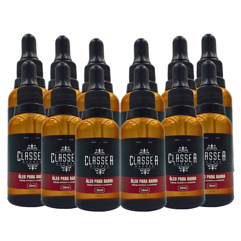 Kit 12x Óleo Para Barba 30ml Classe A  Possui Hidratantes e Fortalece Os Fios Profissional