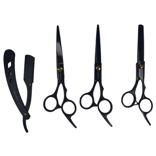 Kit de Tesoura Tomate Preto Profissional para Salão Beleza