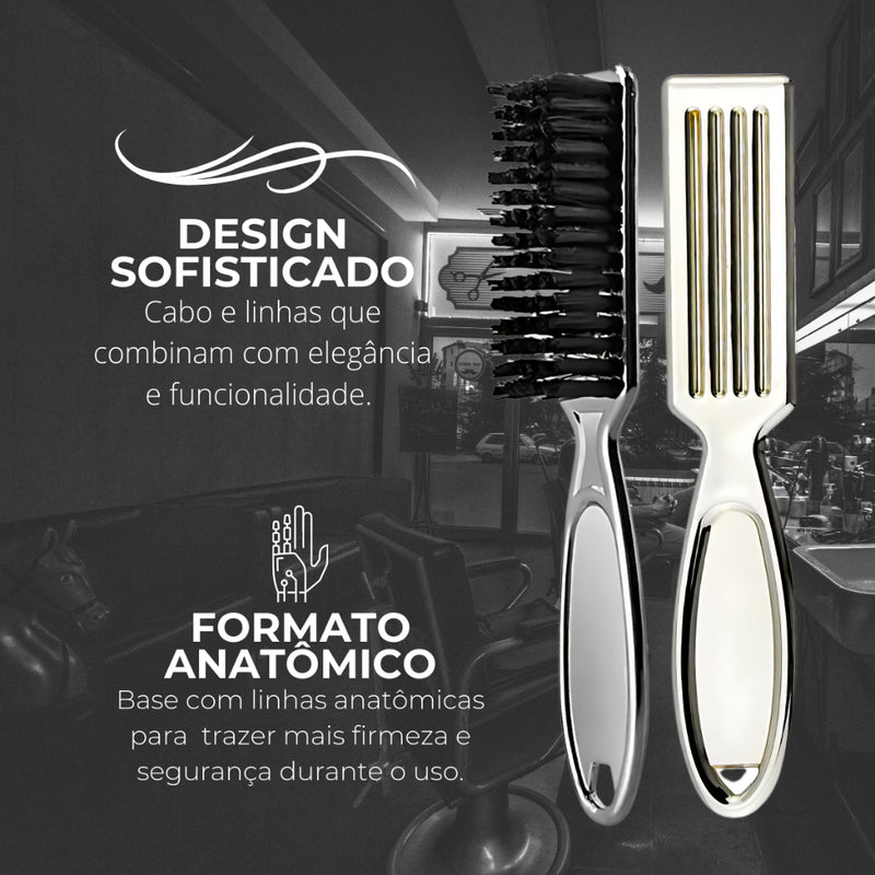 Escova Escovinha Pente Disfarce Corte De Cabelo Prata 13x3cm