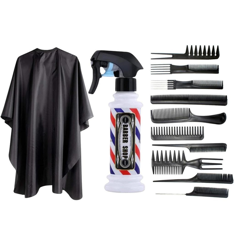 Kit Barbeiro Capa Corte + Borrifador + 10 Pente Profissional