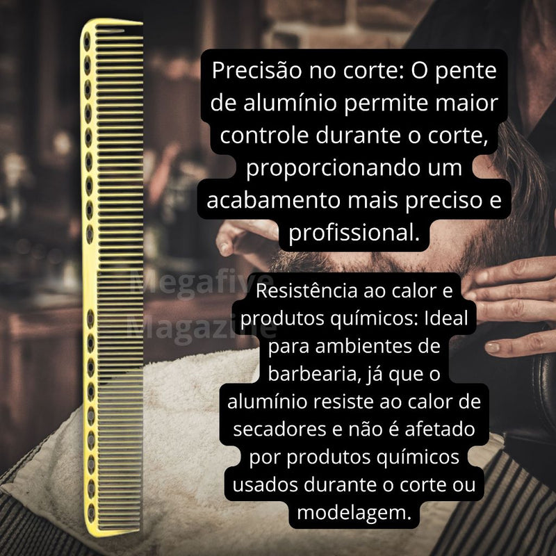 Pente De Corte Alumínio Profissional Barbearia Barbeiro