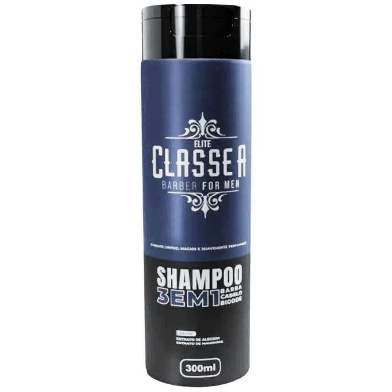 Shampoo 3 Em 1 Classe A Barber 300ml Para Cabelo Barba E Bigóde